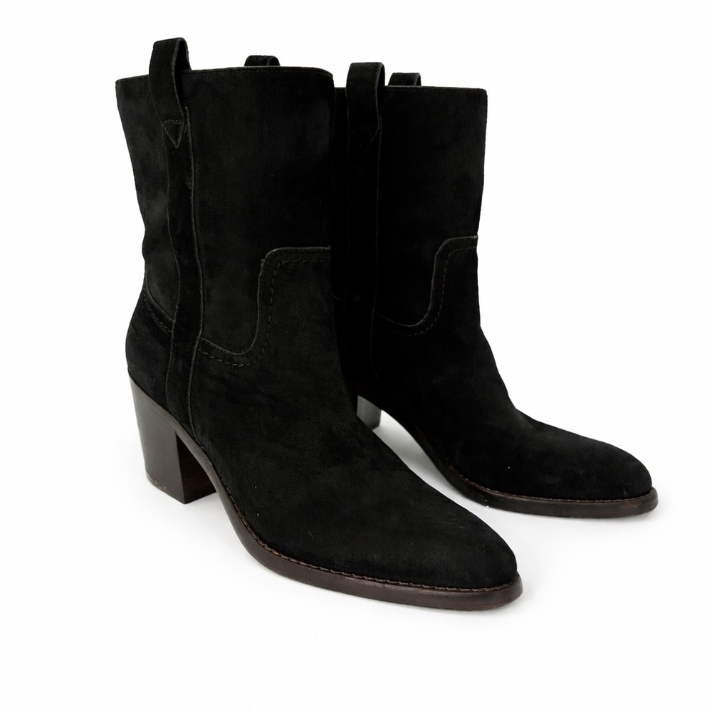 Veronica Beard 7 Carmen Western Pull On Ankle Booties Boots Shoes suede leather